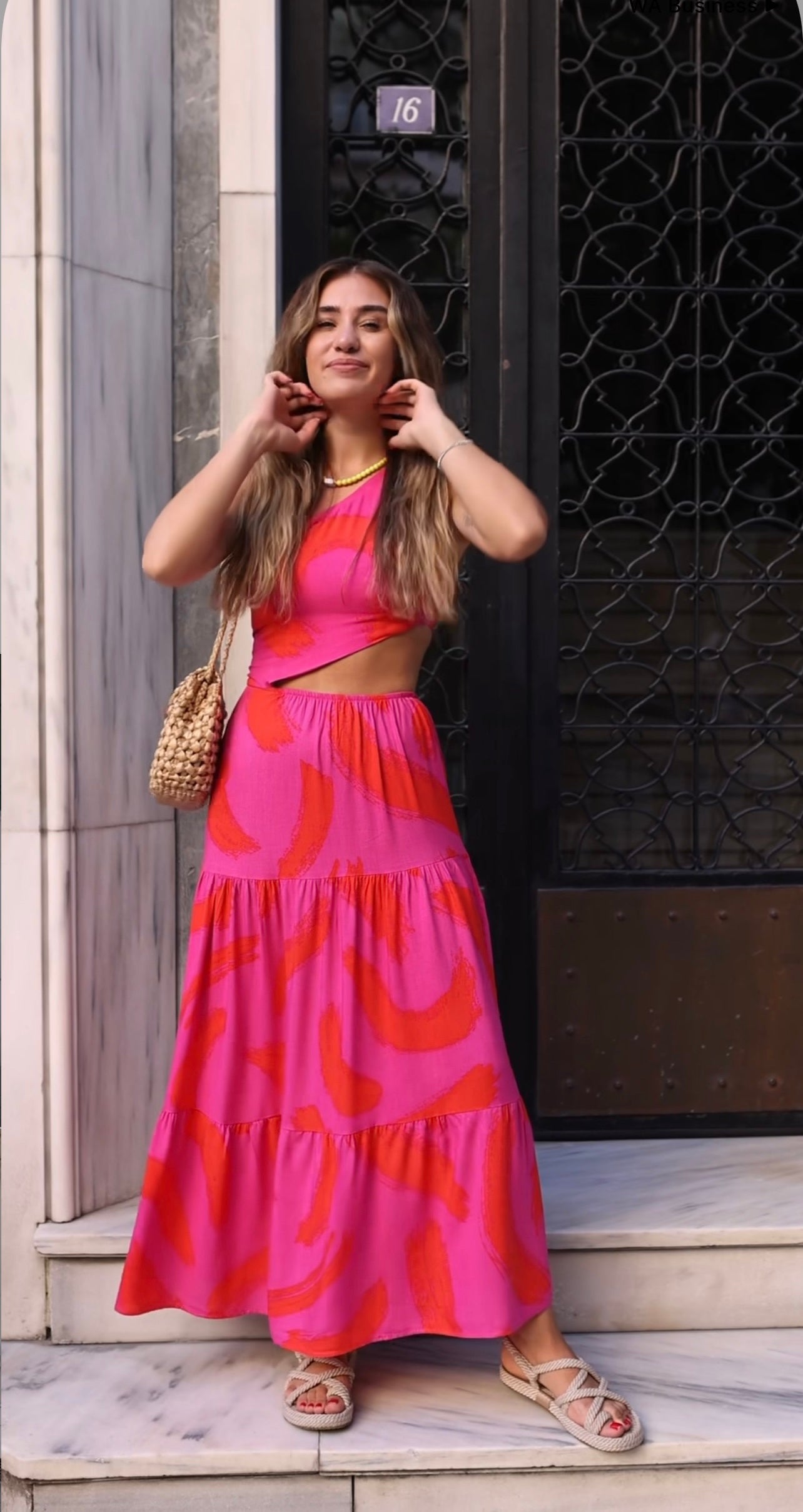 שמלת ריף א-סימטרית ורוד