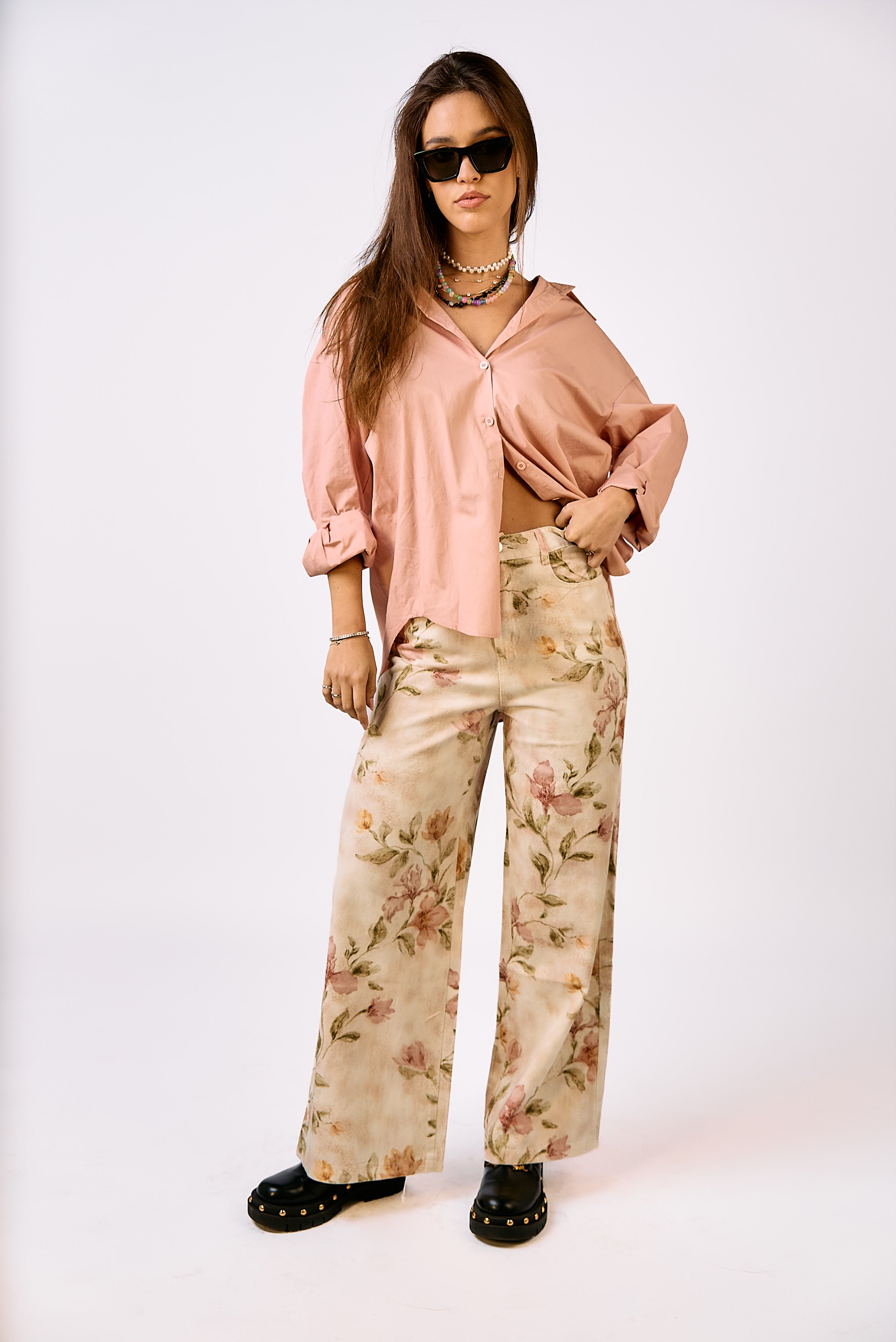 ג׳ינס היילי פרחים בהיר