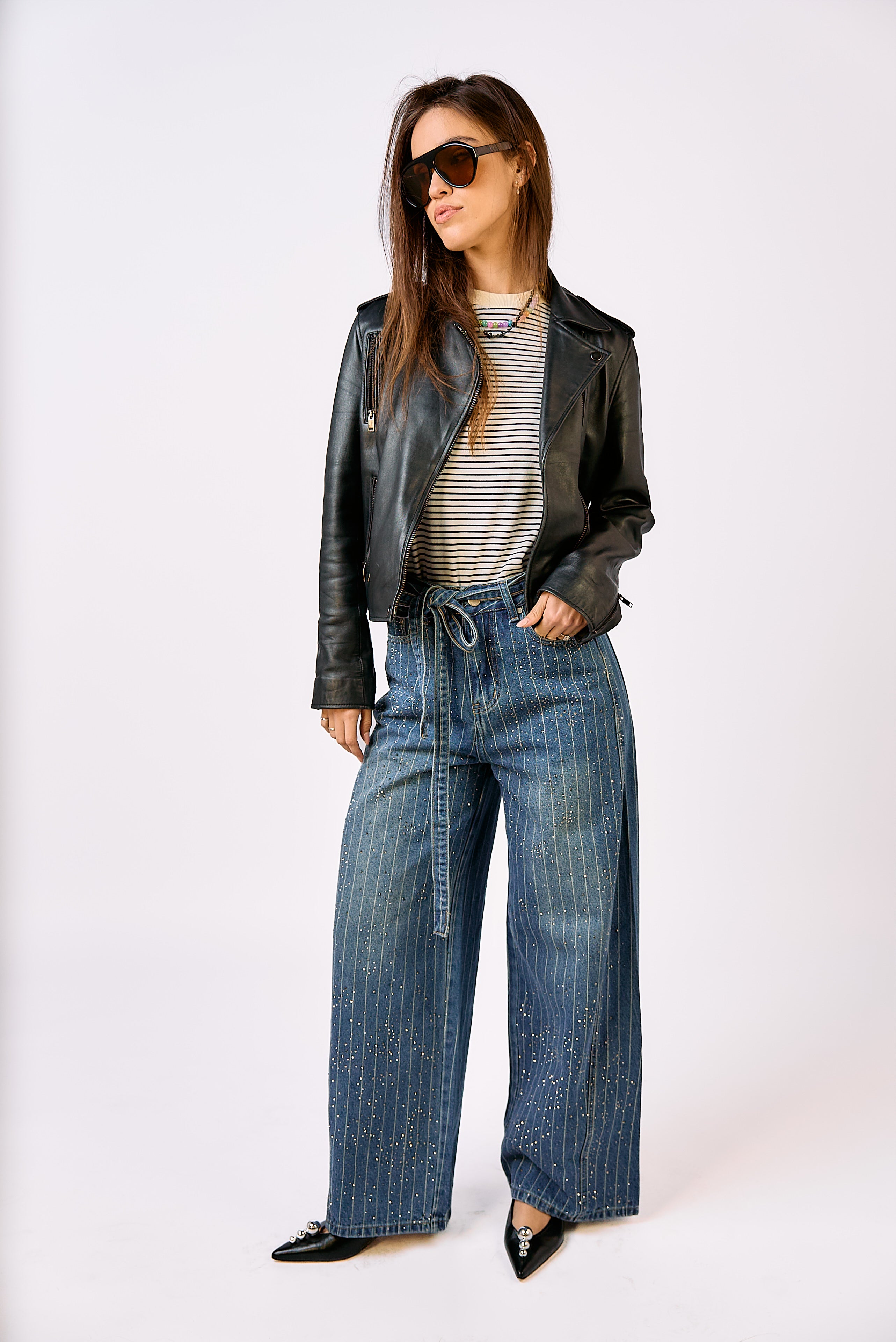 ג׳ינס אלזה נצנצים פסים