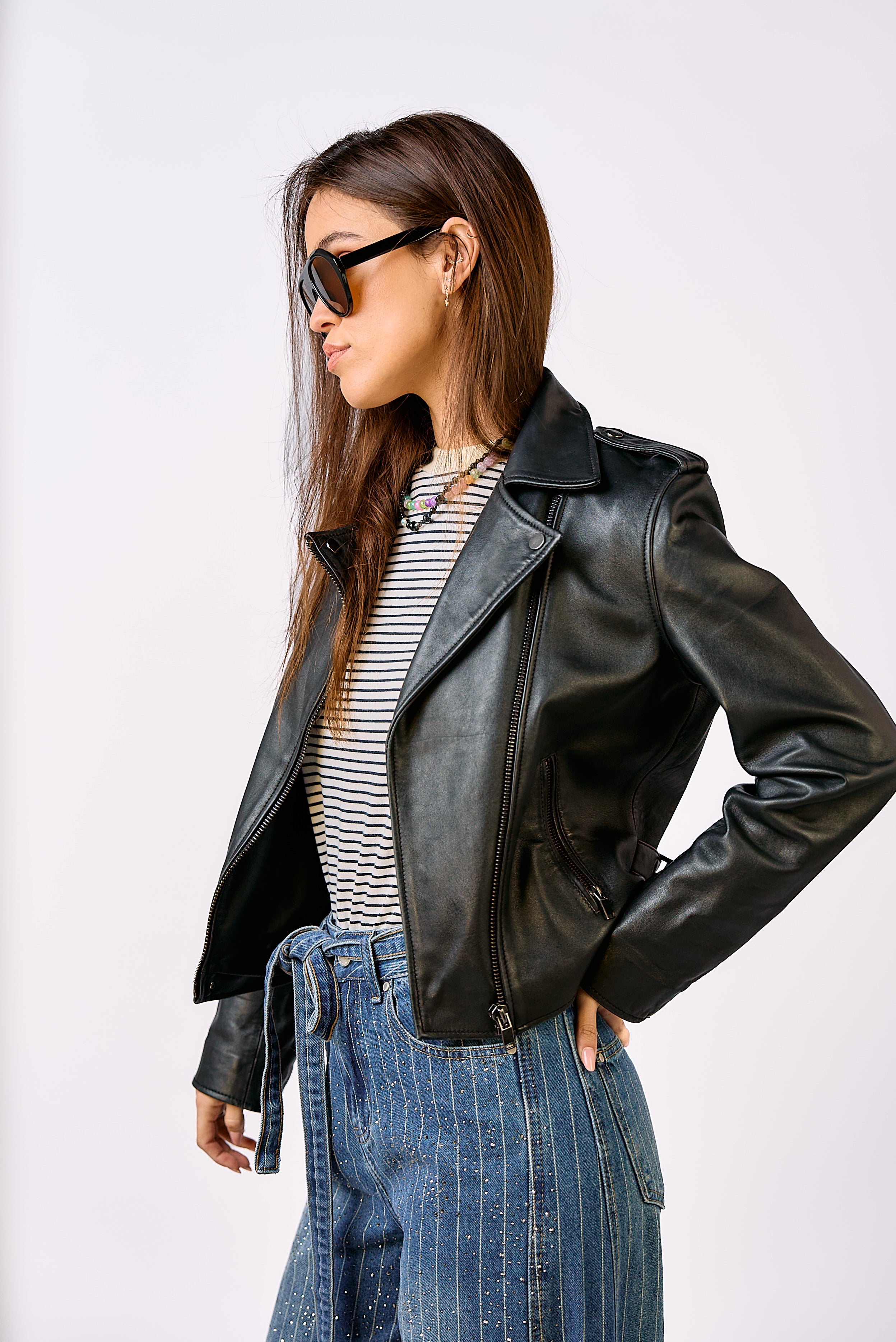 מעיל עור אמיתי דינה