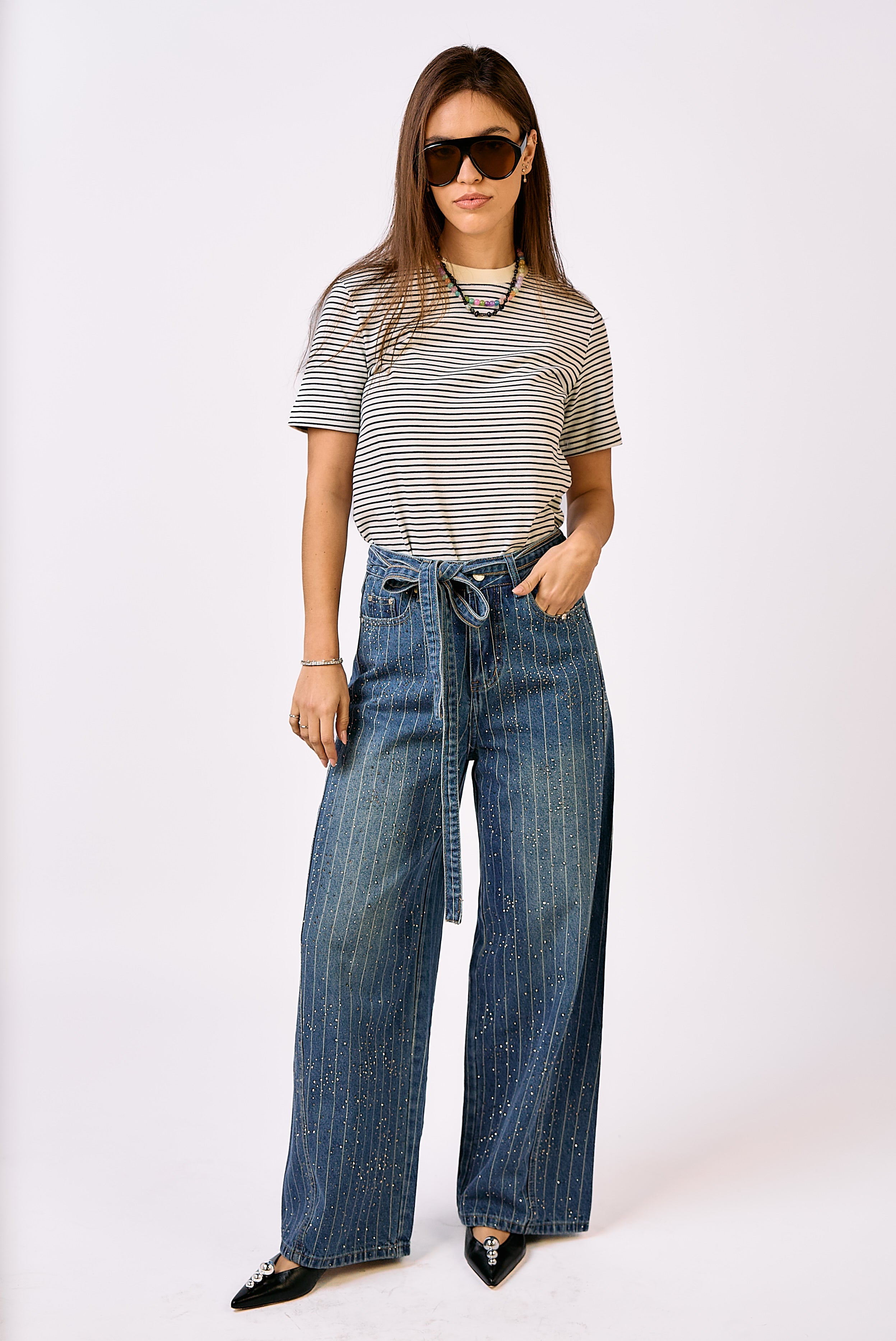 חולצת לידיה פסים לבן