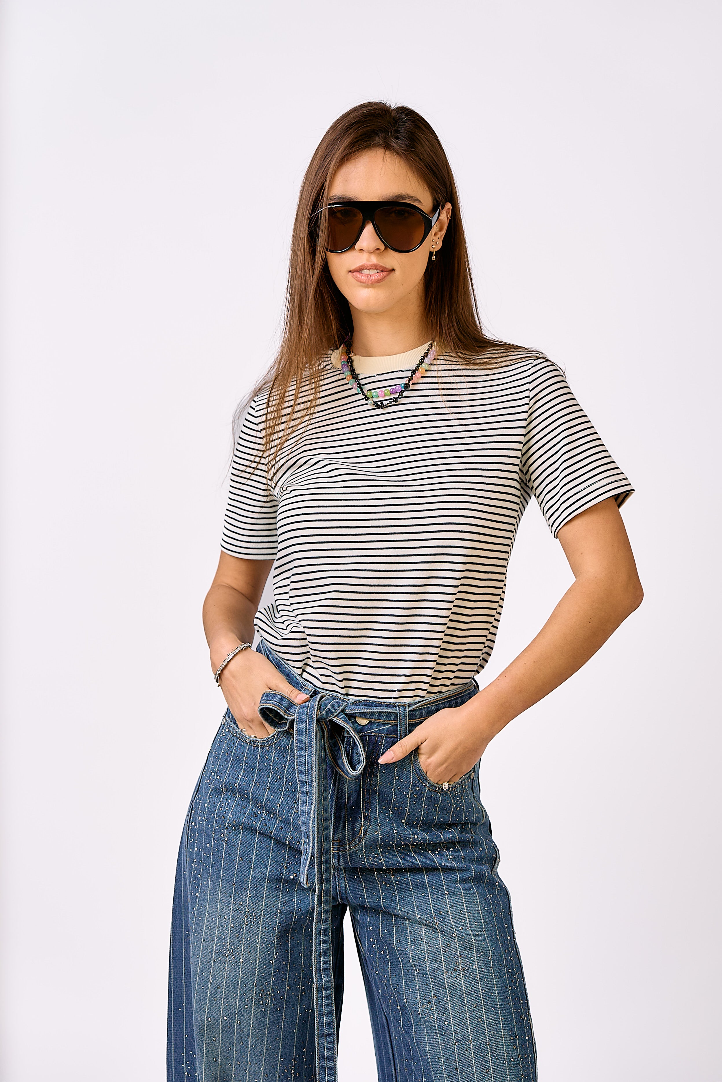 חולצת לידיה פסים לבן