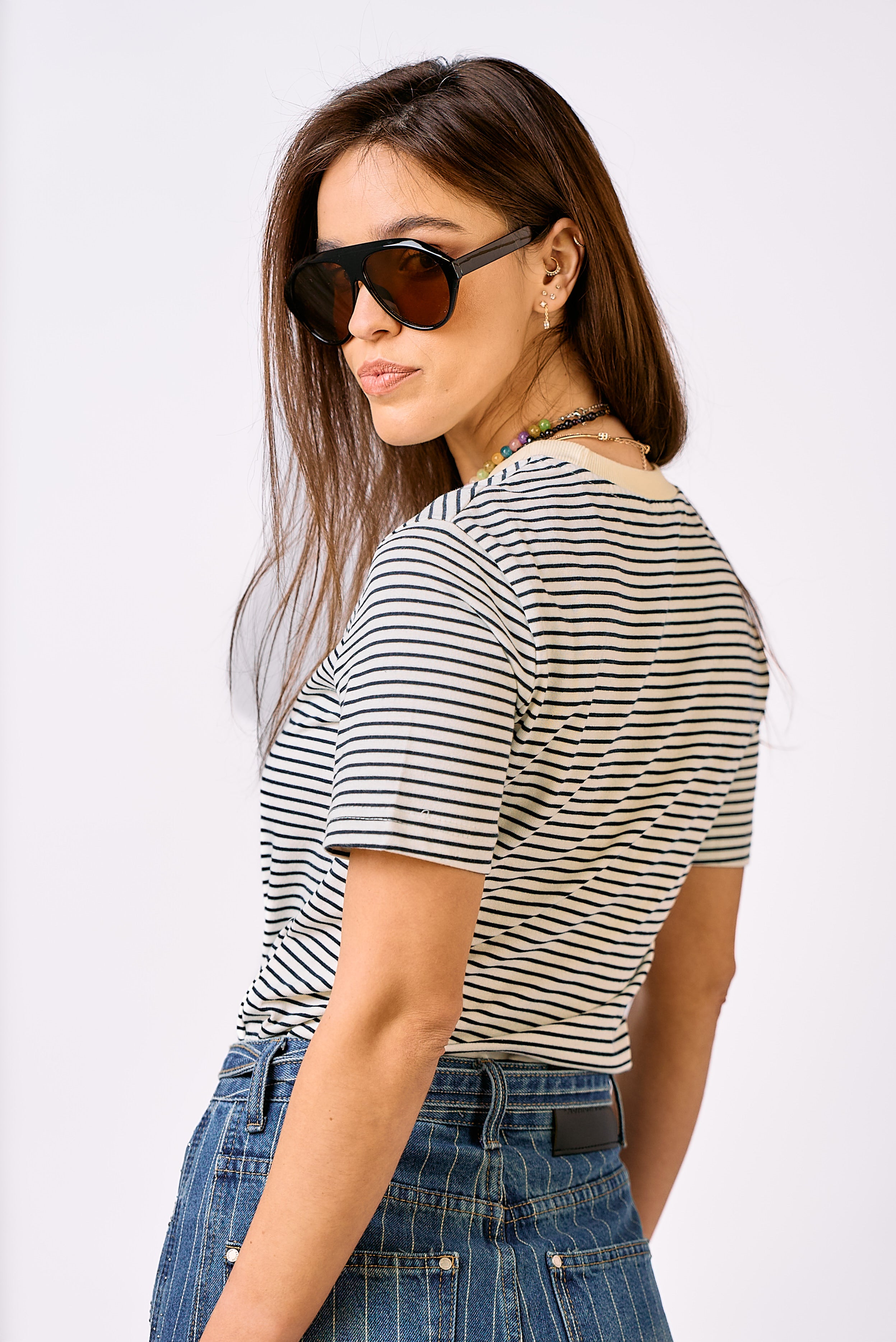 חולצת לידיה פסים לבן