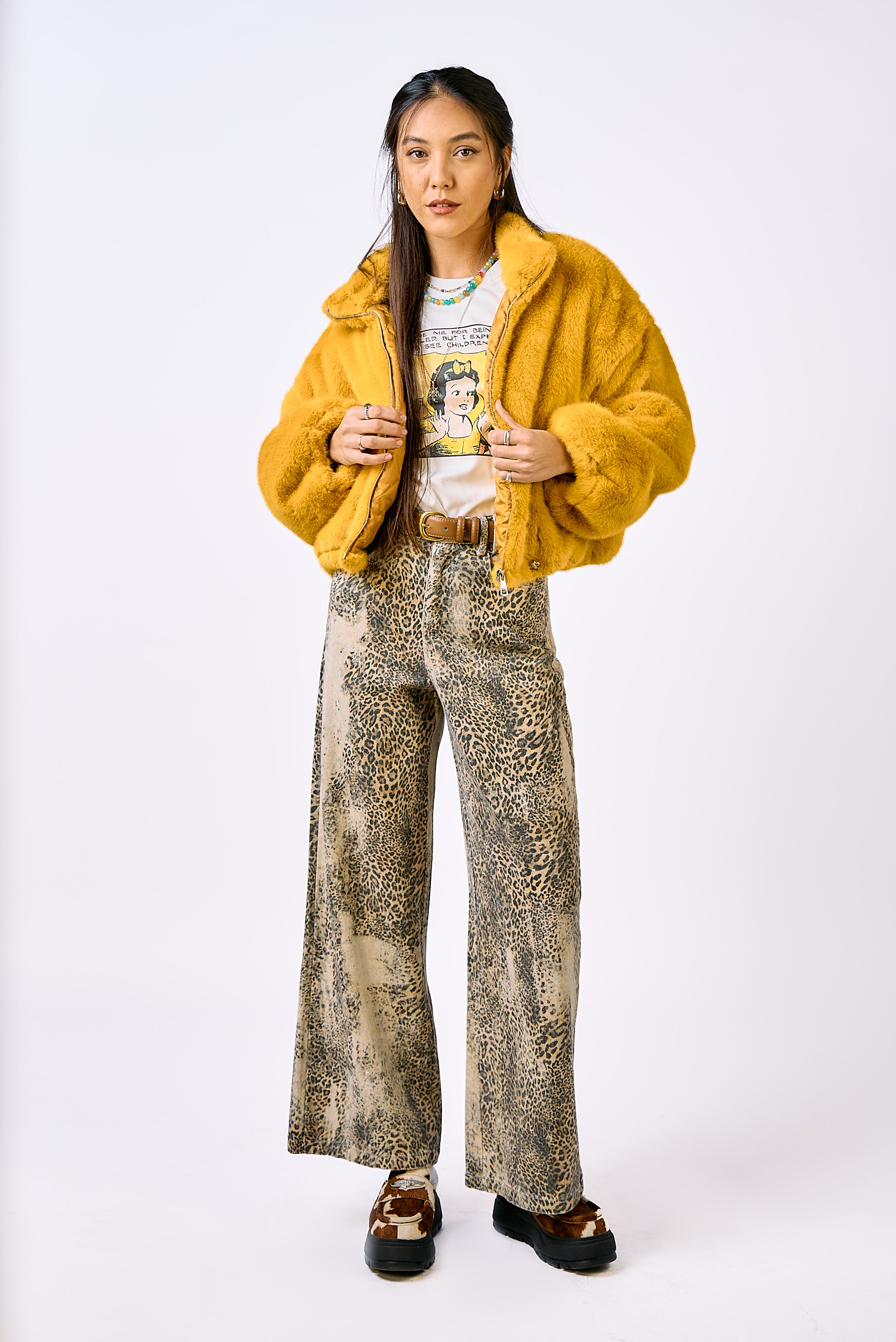 מעיל פרווה ג׳ודי צהוב