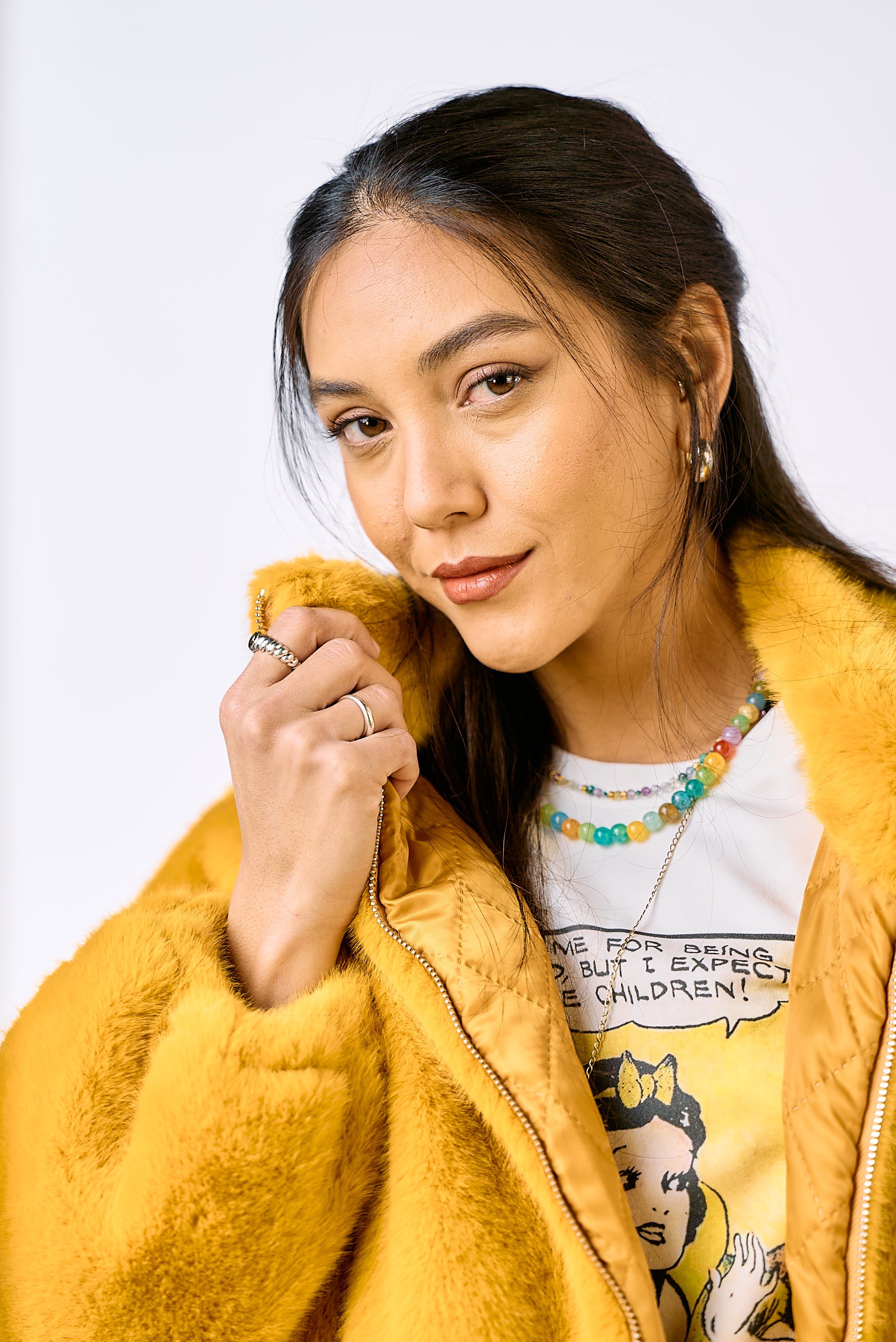 מעיל פרווה ג׳ודי צהוב