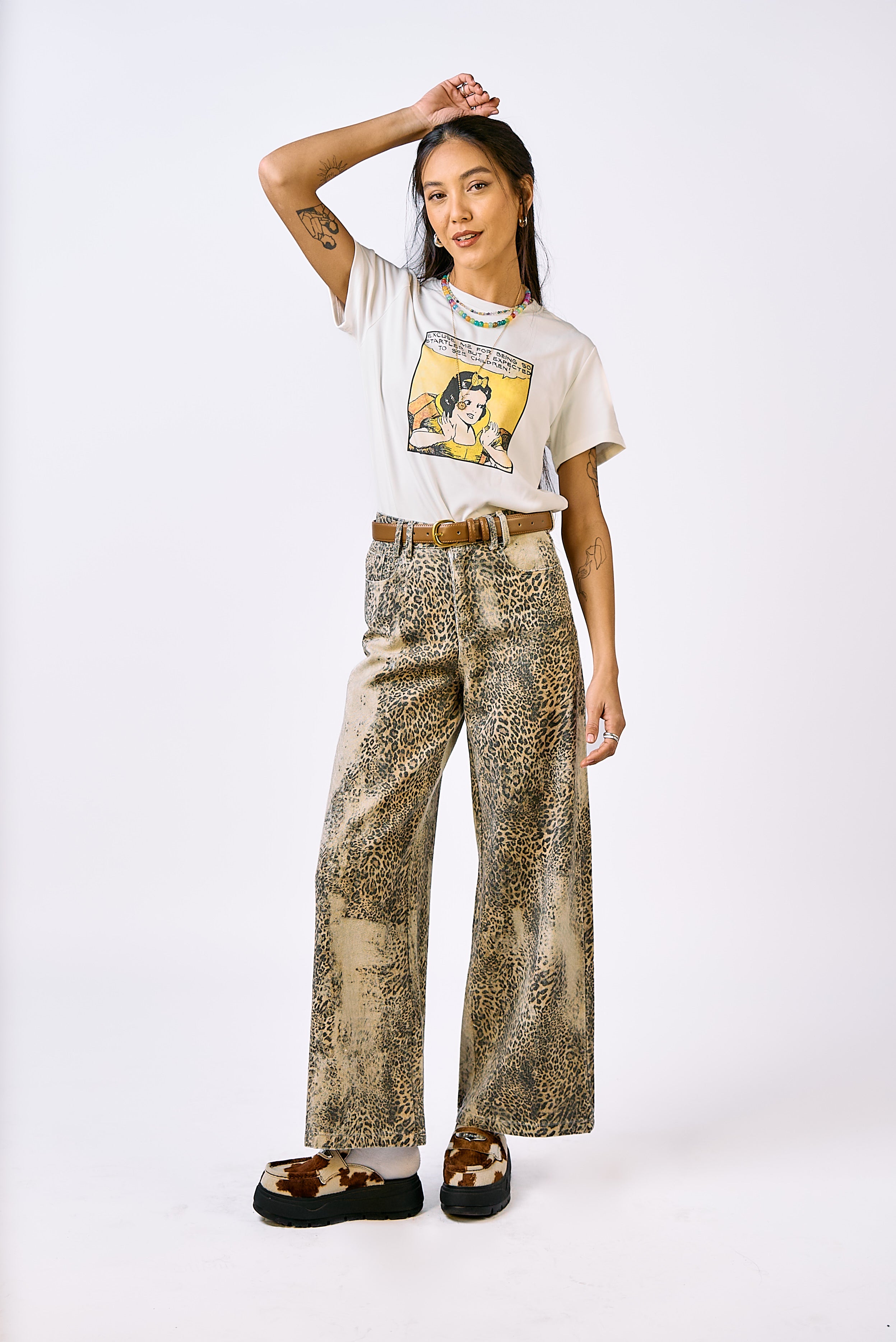 ג׳ינס היילי מנומר משופשף