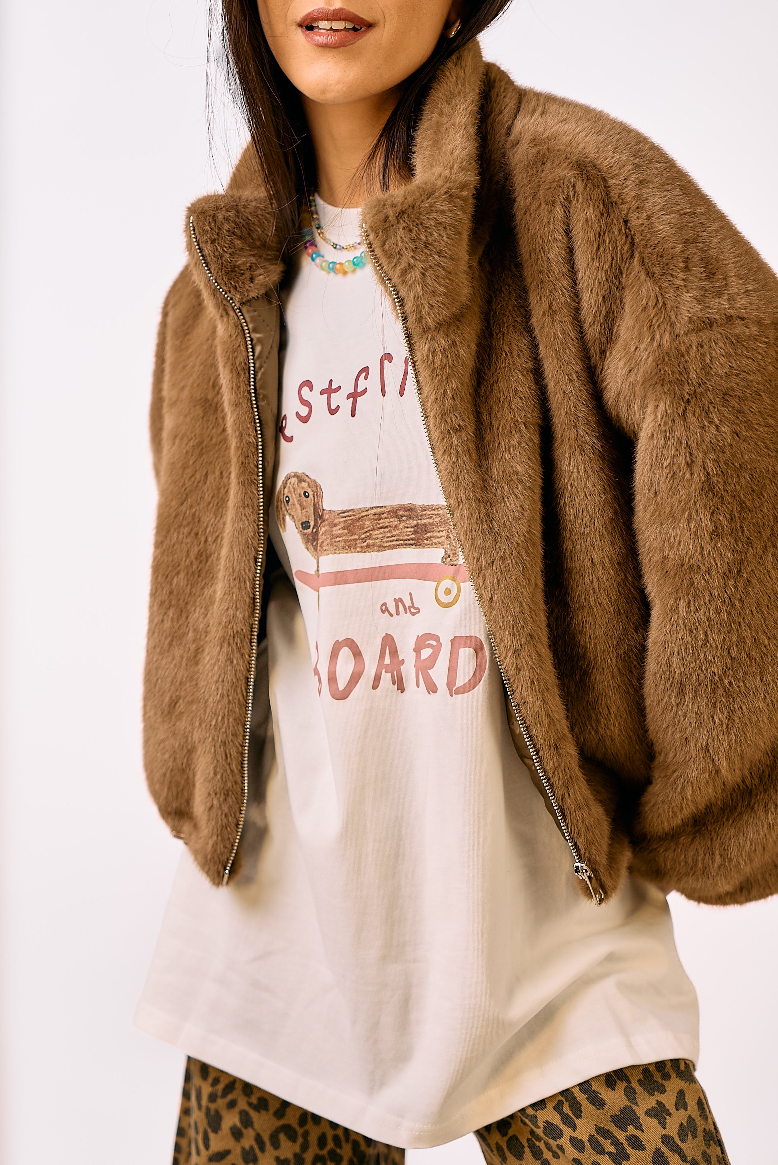 מעיל פרווה ג׳ודי חום