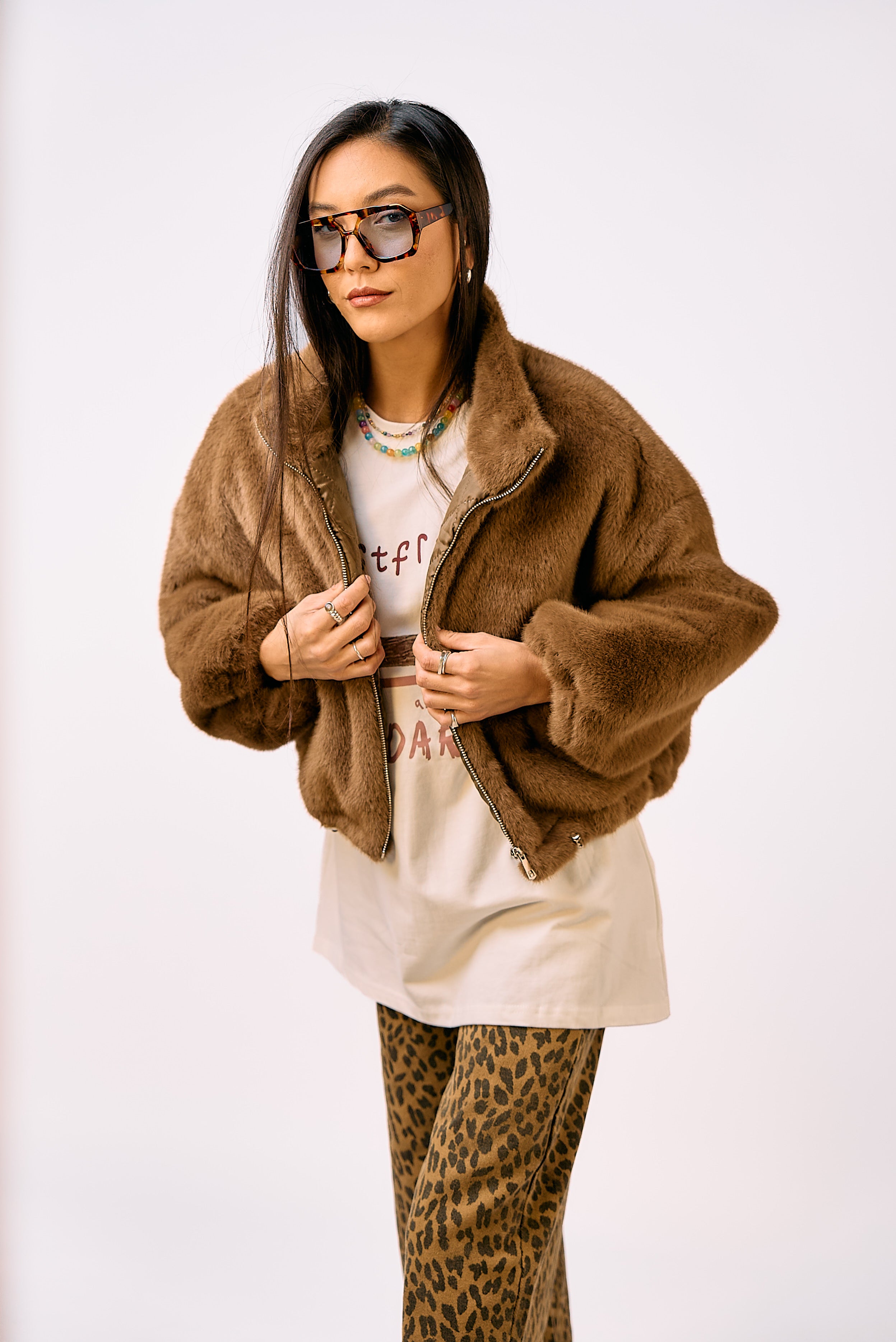 מעיל פרווה ג׳ודי חום