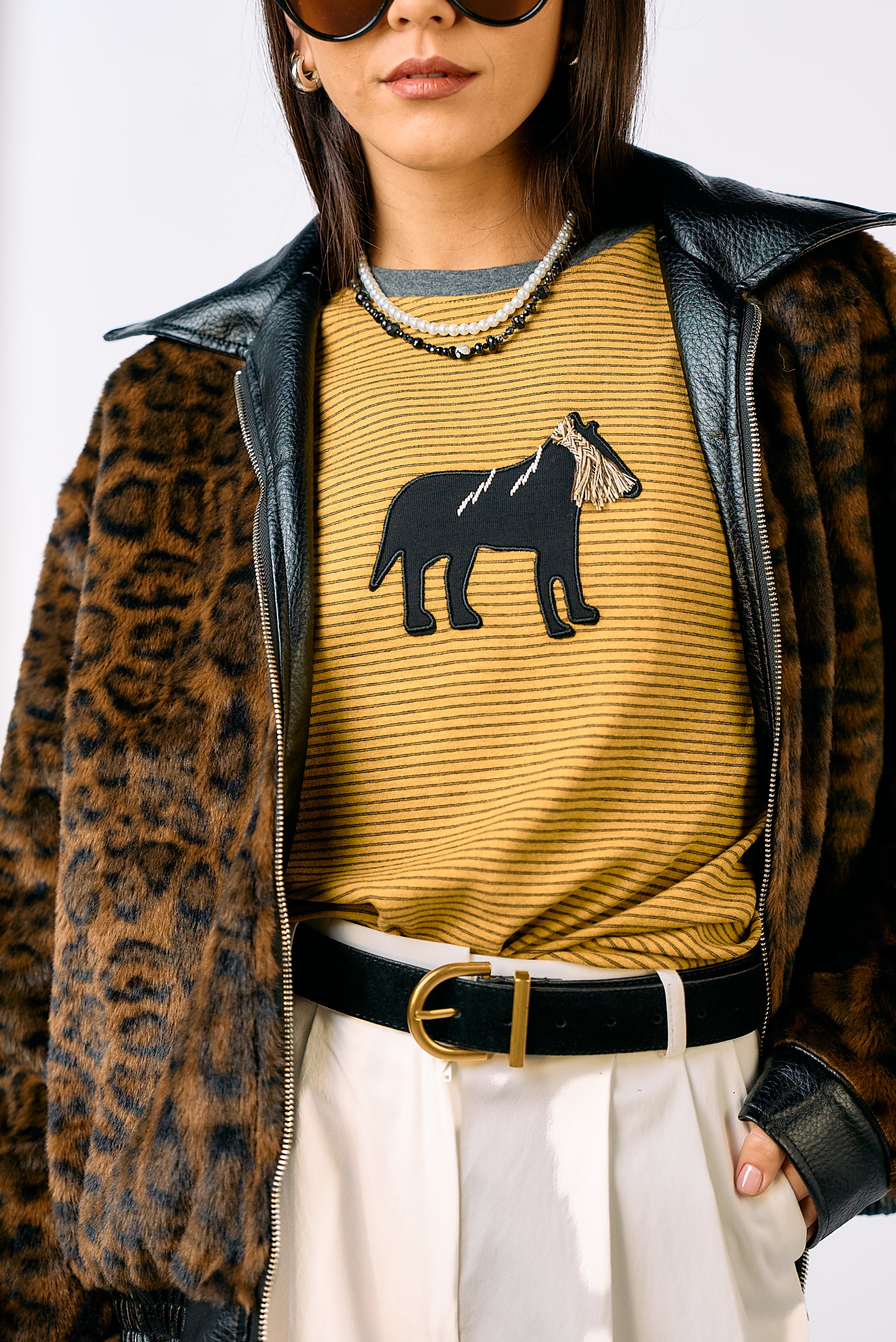 מעיל עמית עור ומנומר