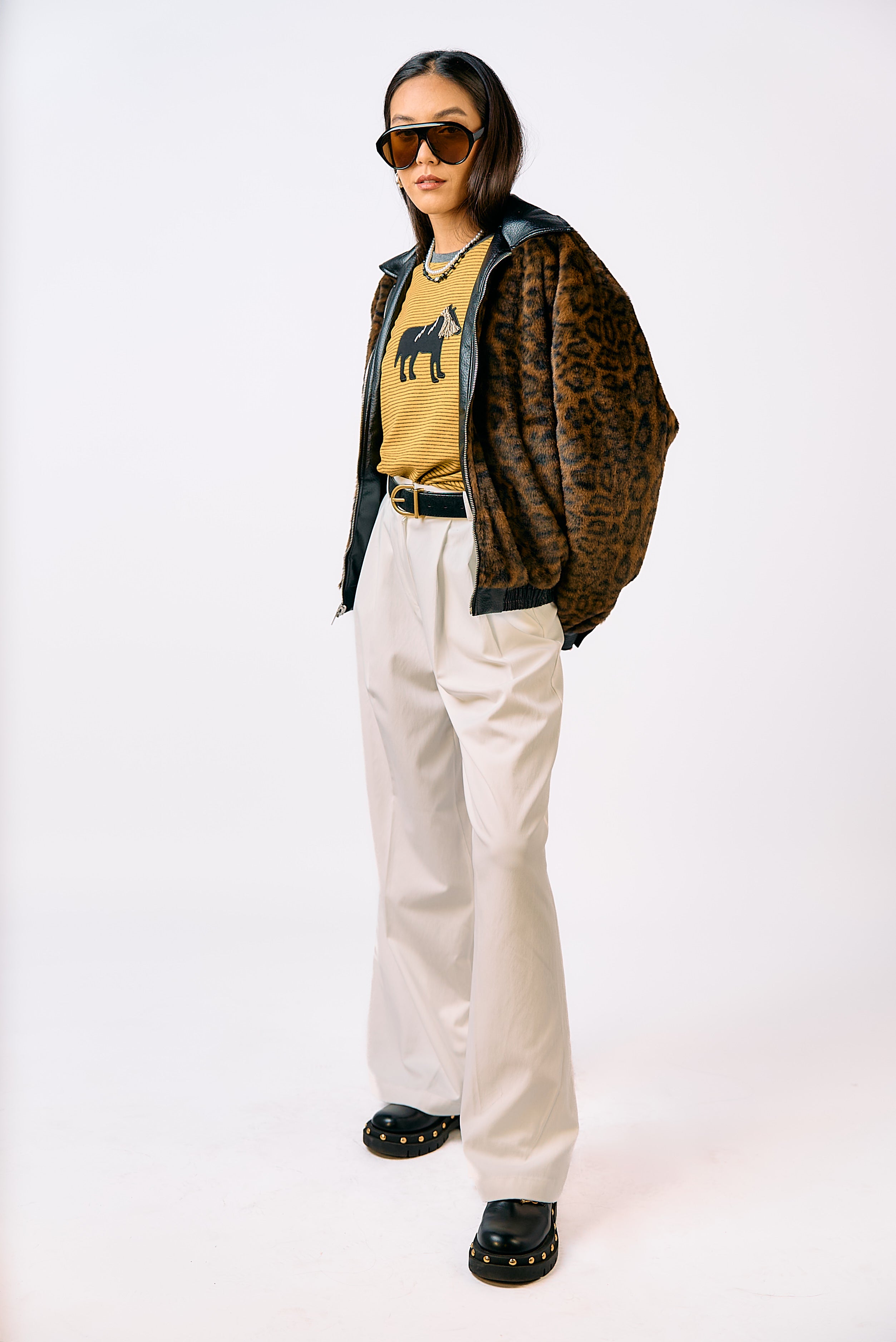 מעיל עמית עור ומנומר