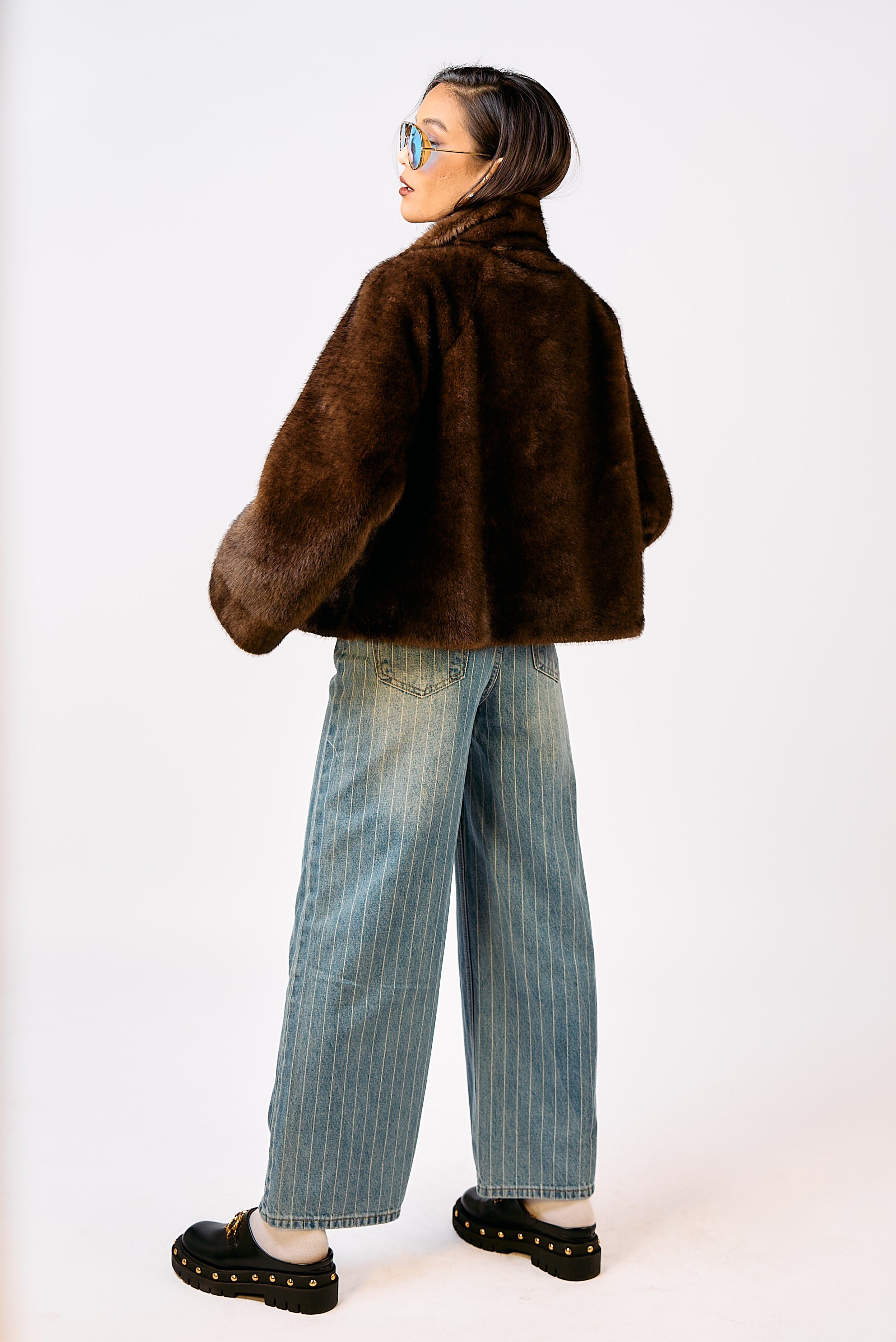 מעיל פרווה אורגד חום/בורדו