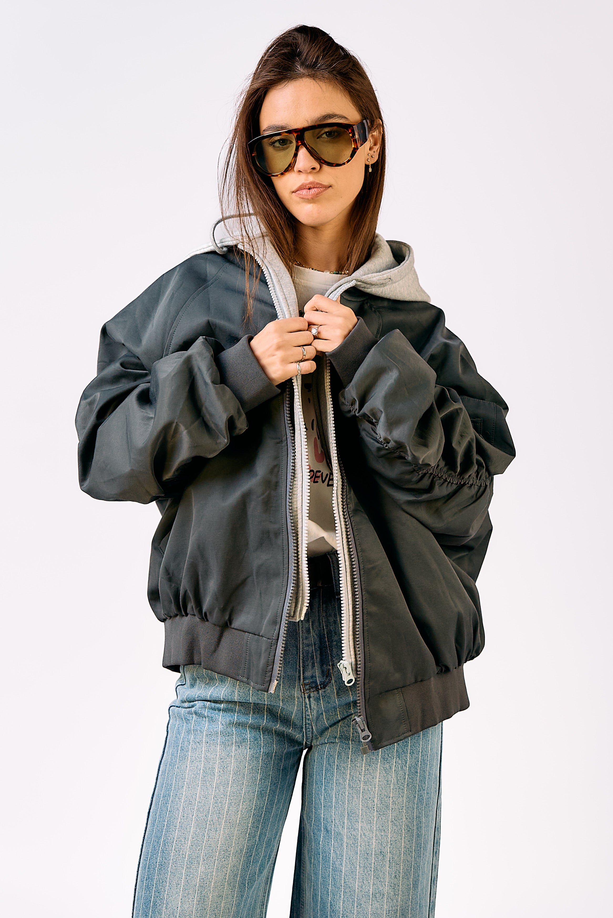 מעיל פוך סאן אפור