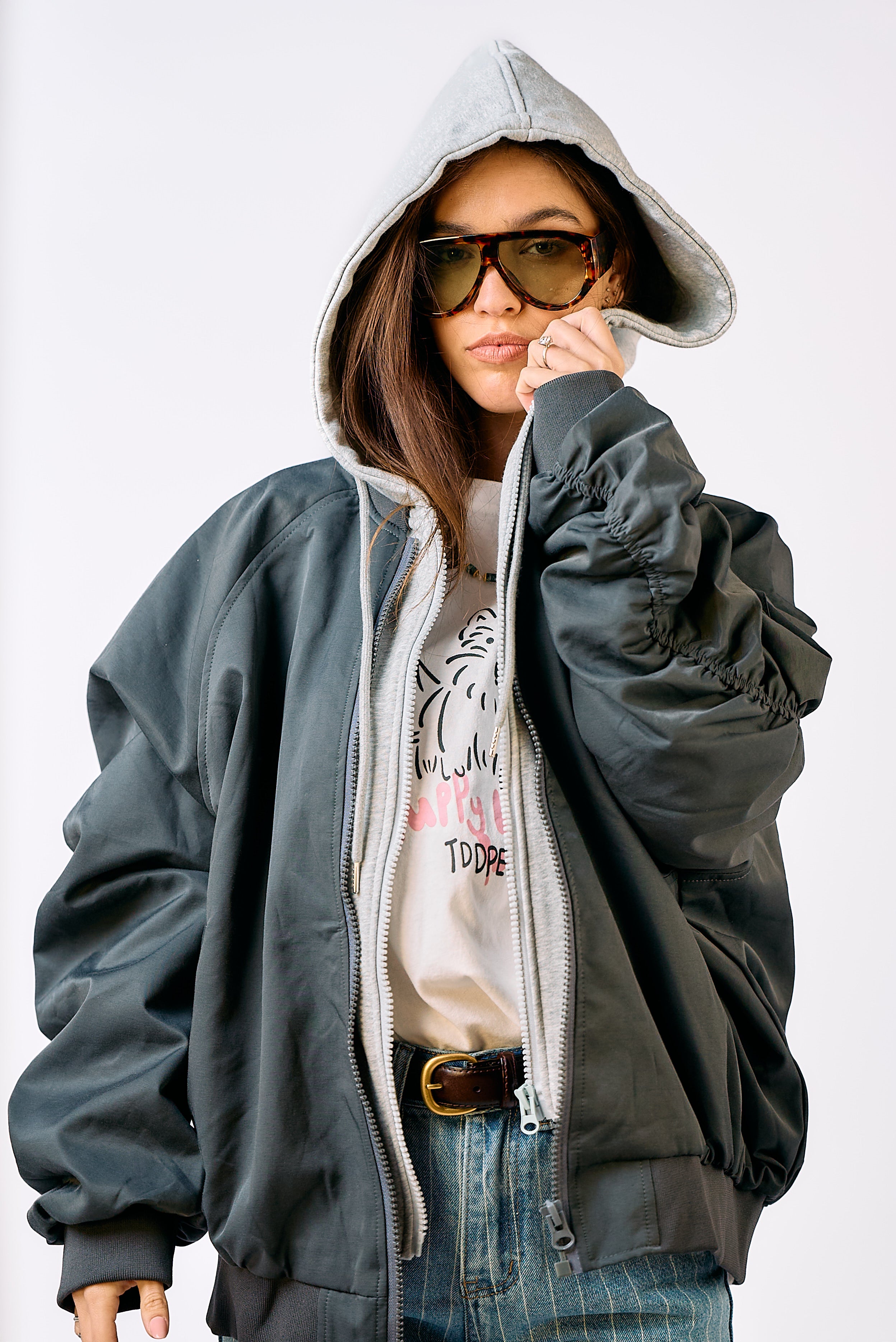 מעיל פוך סאן אפור