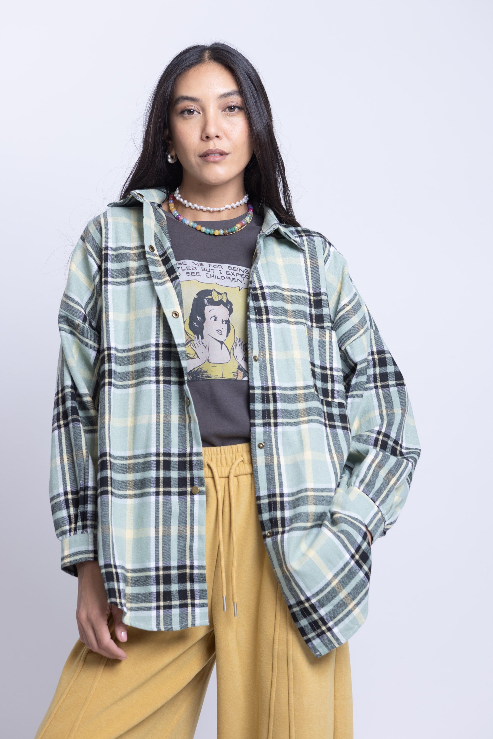 מכופתרת אייזק משבצות ירוק