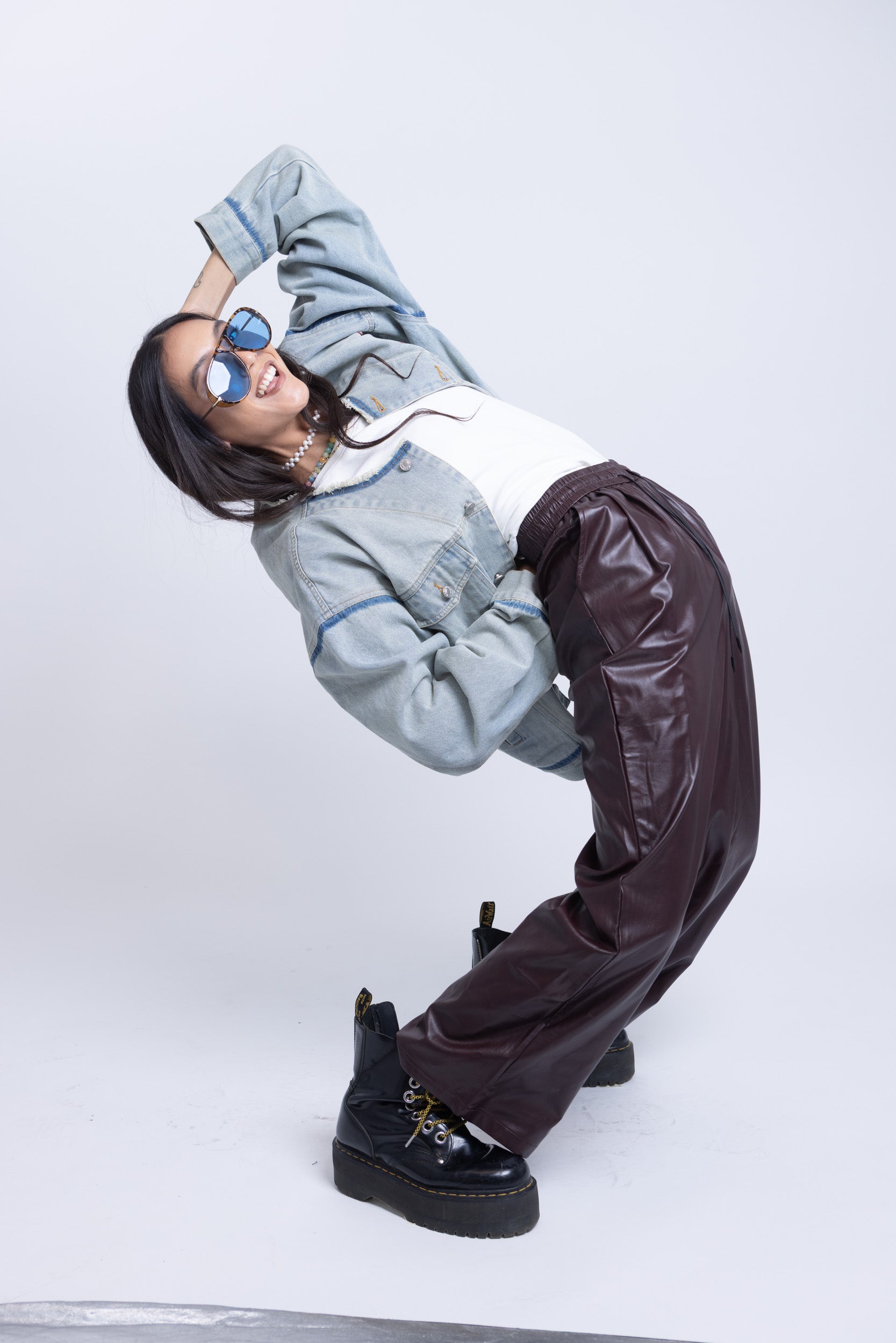 מכנס דמוי עור לייבו בורדו