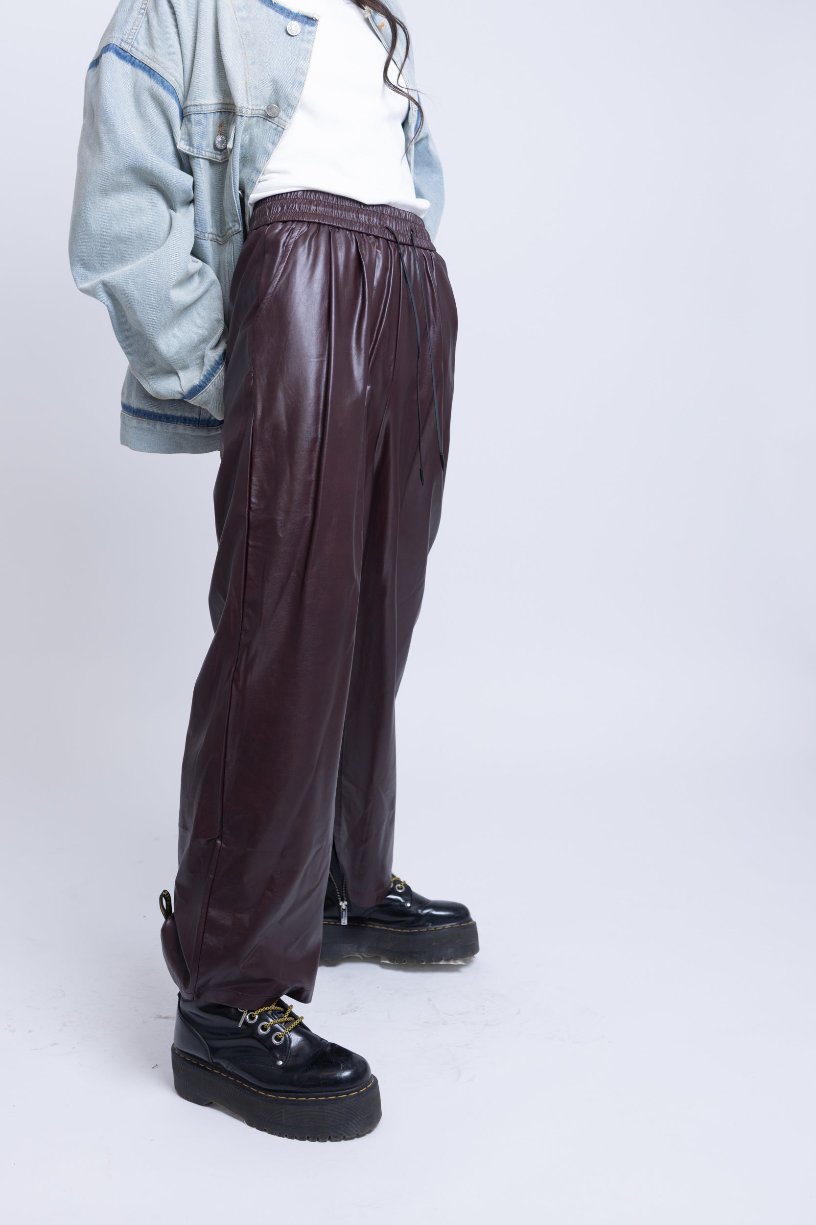 מכנס דמוי עור לייבו בורדו