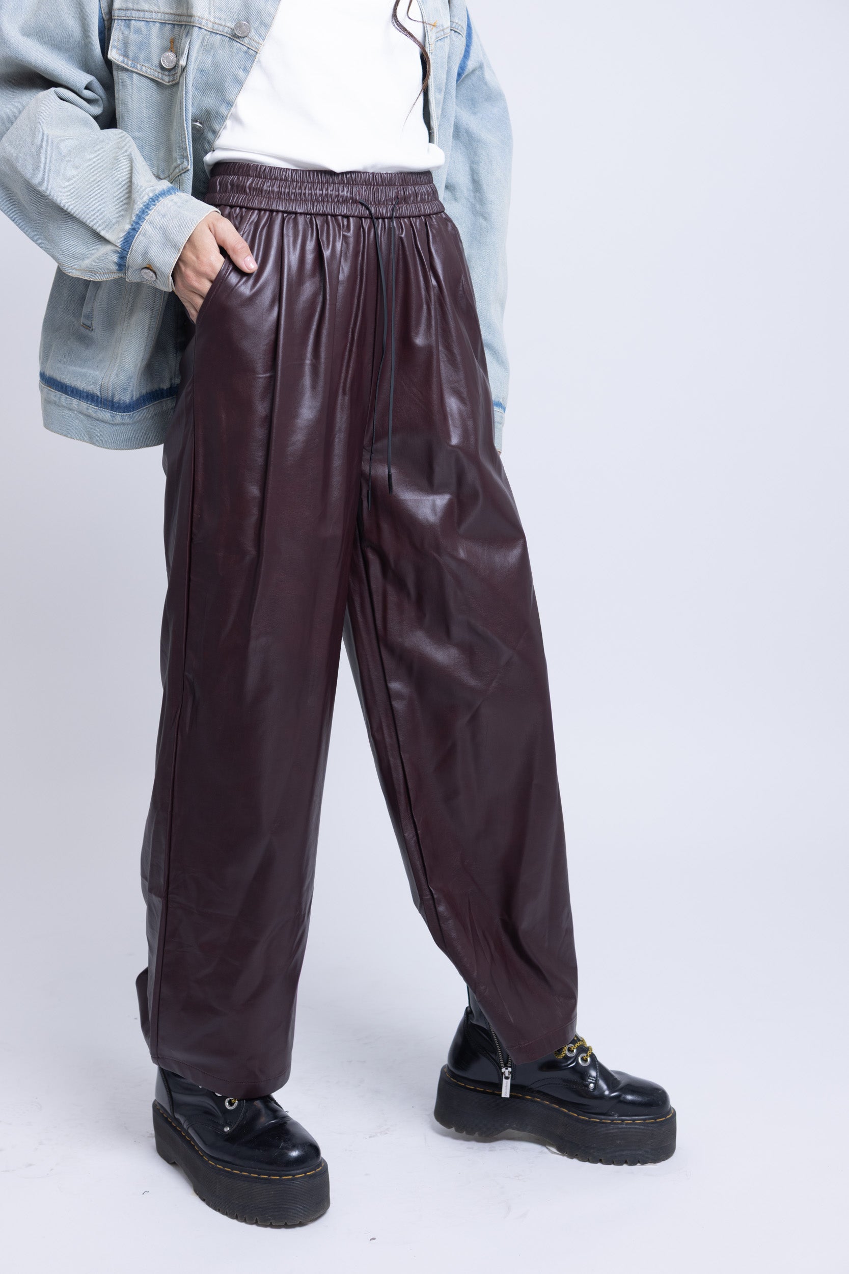 מכנס דמוי עור לייבו בורדו