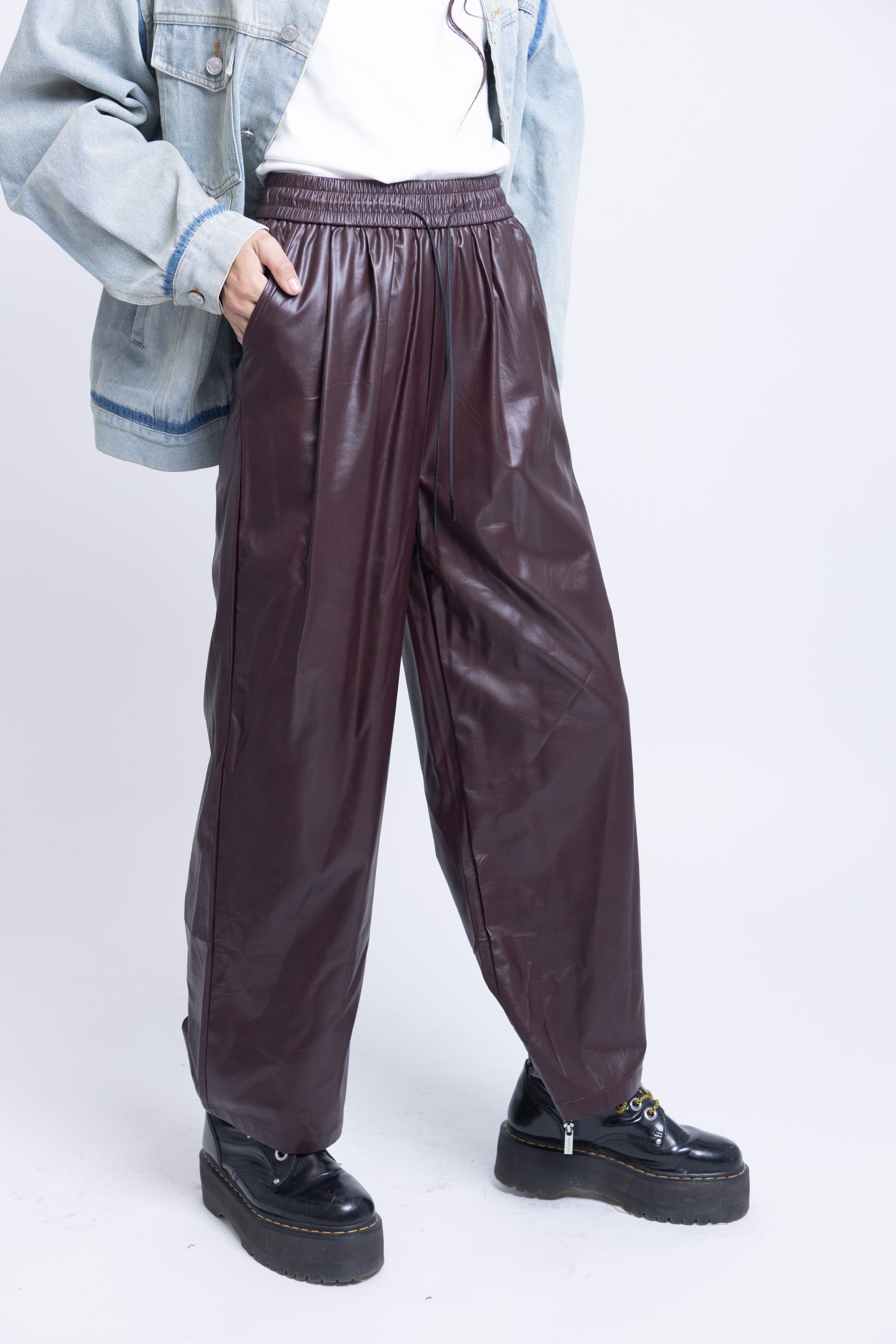 מכנס דמוי עור לייבו בורדו