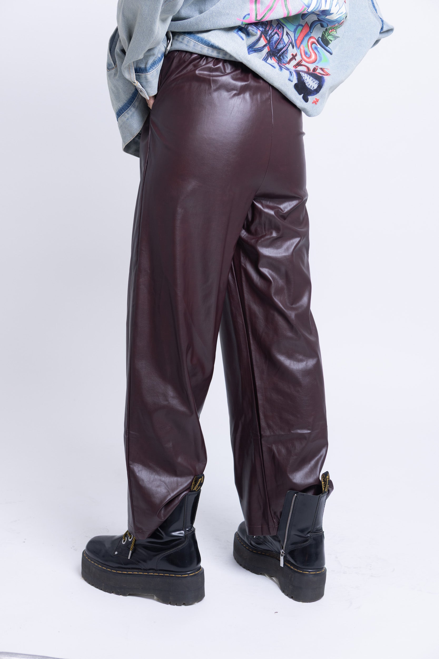 מכנס דמוי עור לייבו בורדו