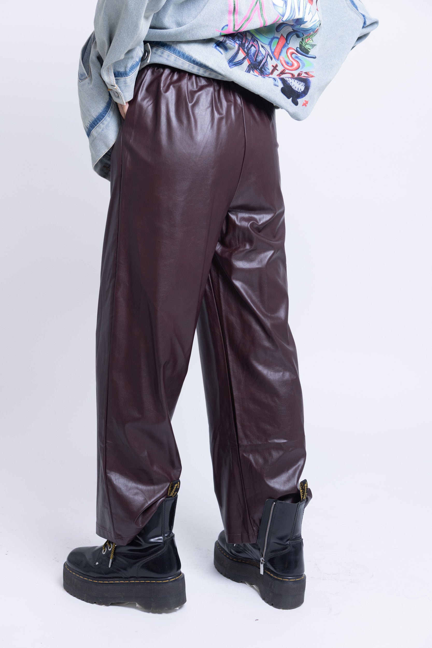 מכנס דמוי עור לייבו בורדו