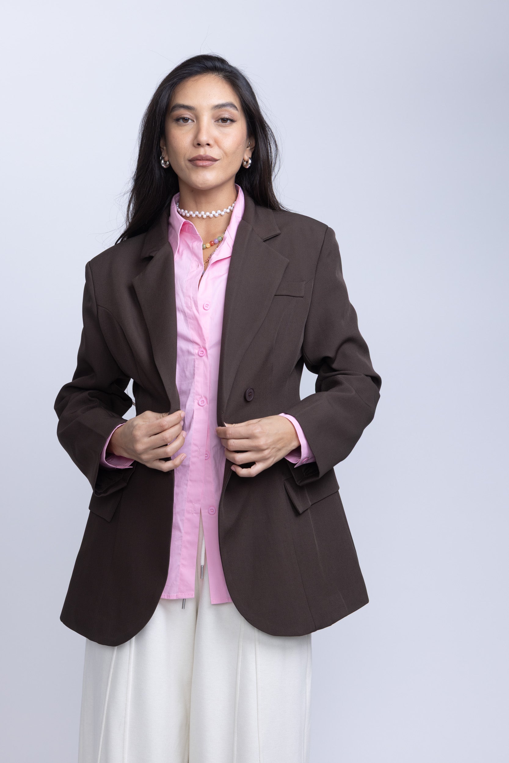 בלייזר מחויט רומי חום