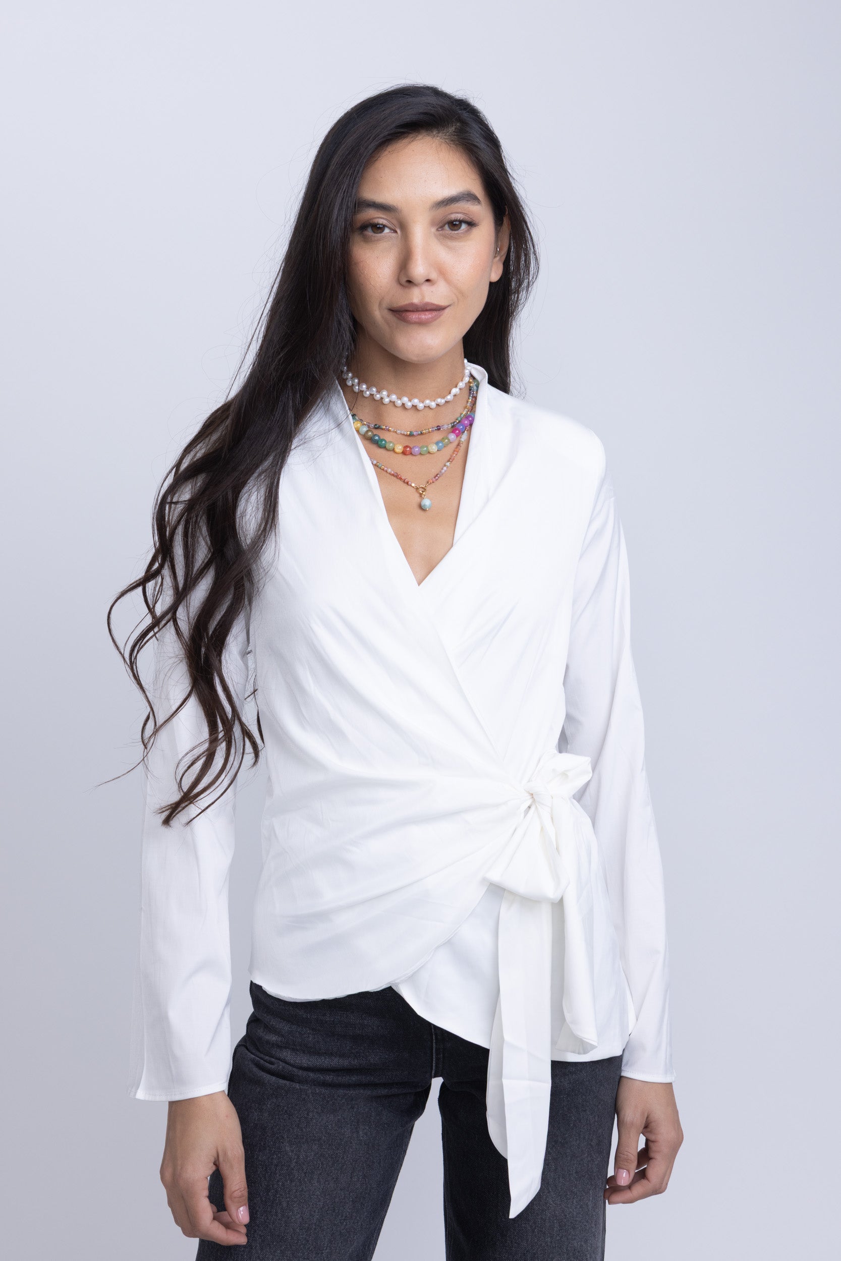 חולצת מעטפת רונה לבנה