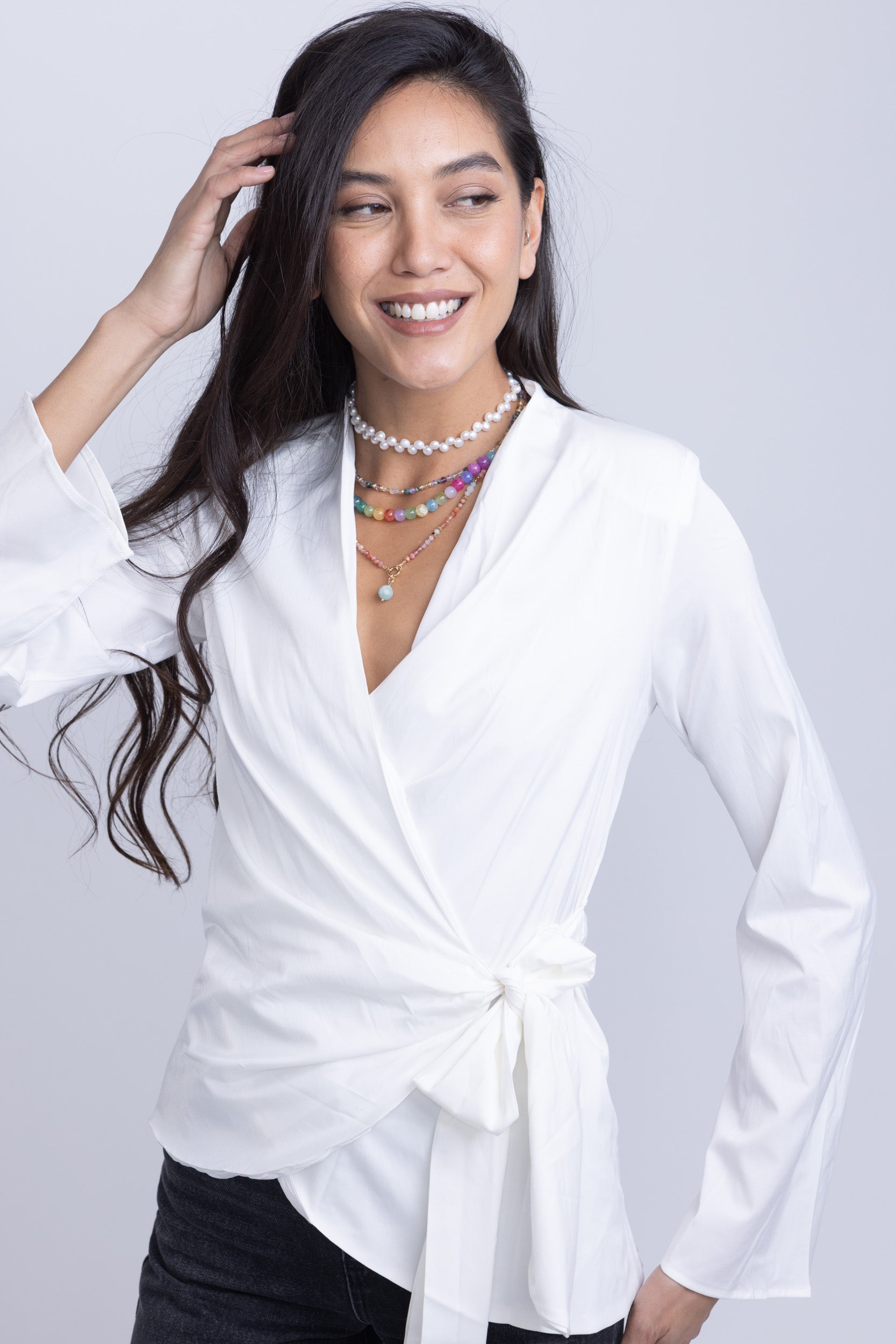 חולצת מעטפת רונה לבנה