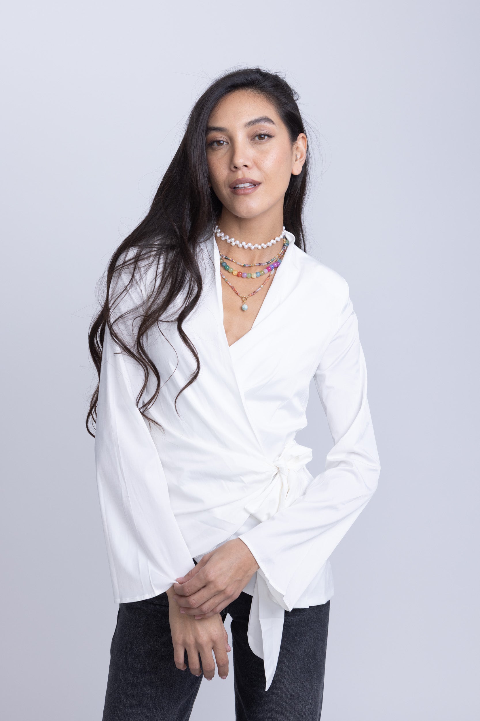 חולצת מעטפת רונה לבנה