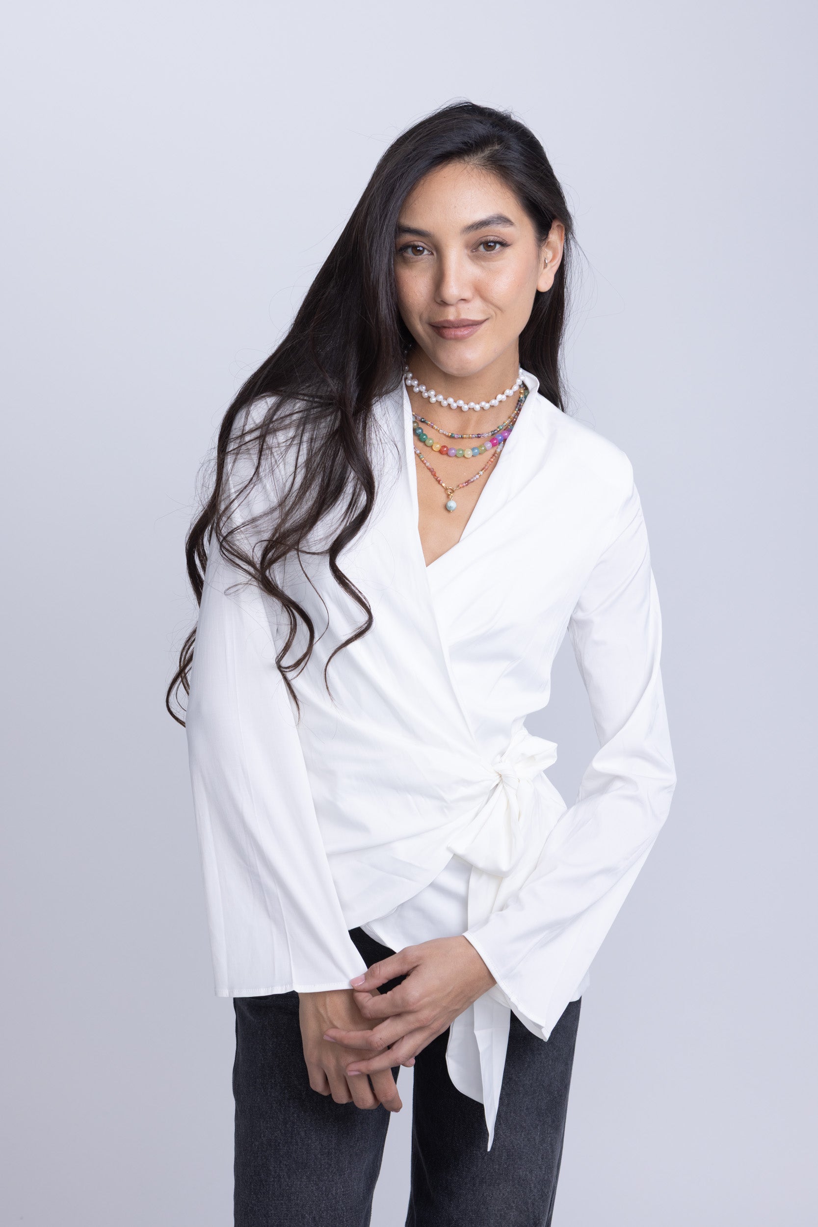 חולצת מעטפת רונה לבנה