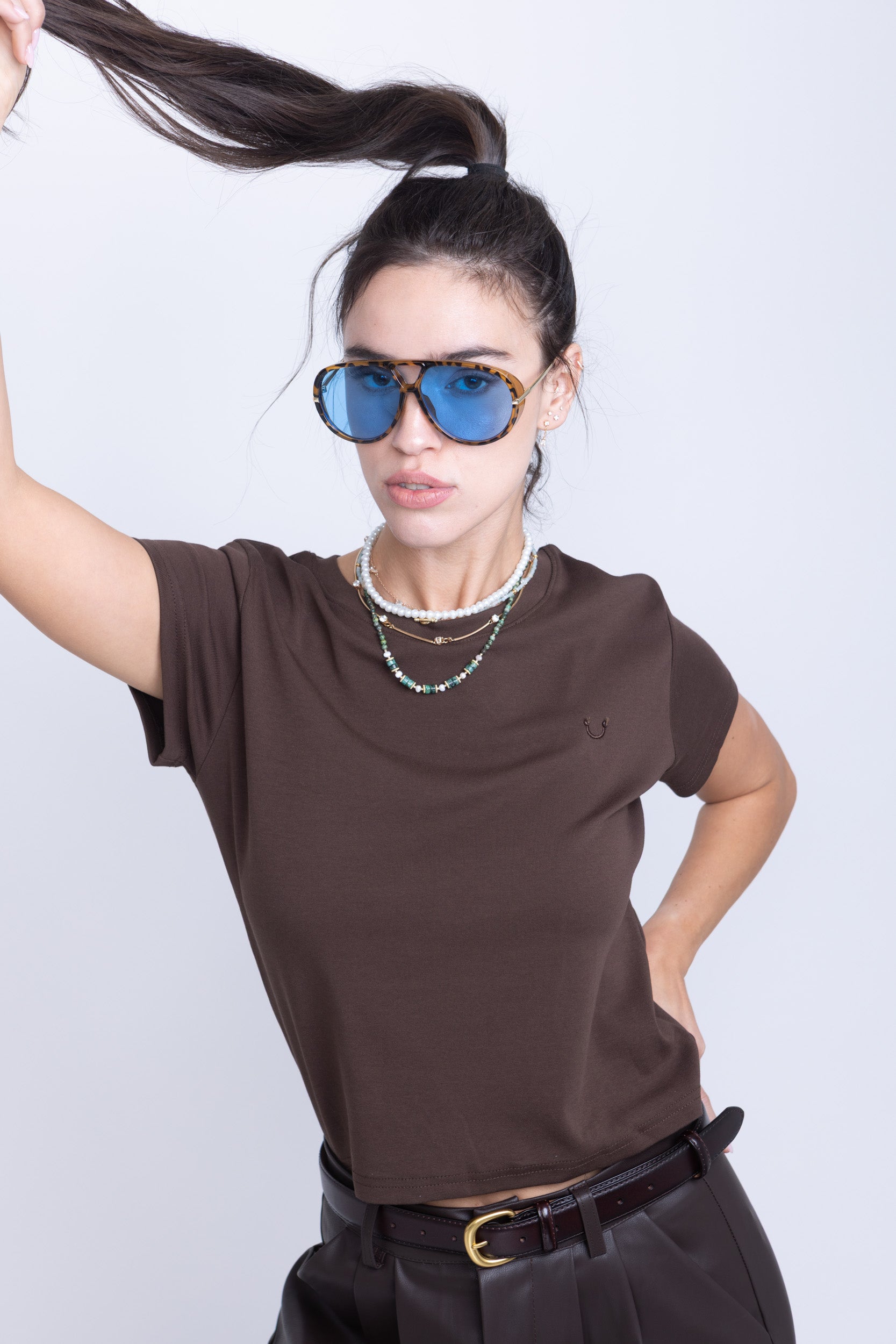 חולצת טי סמייל חום