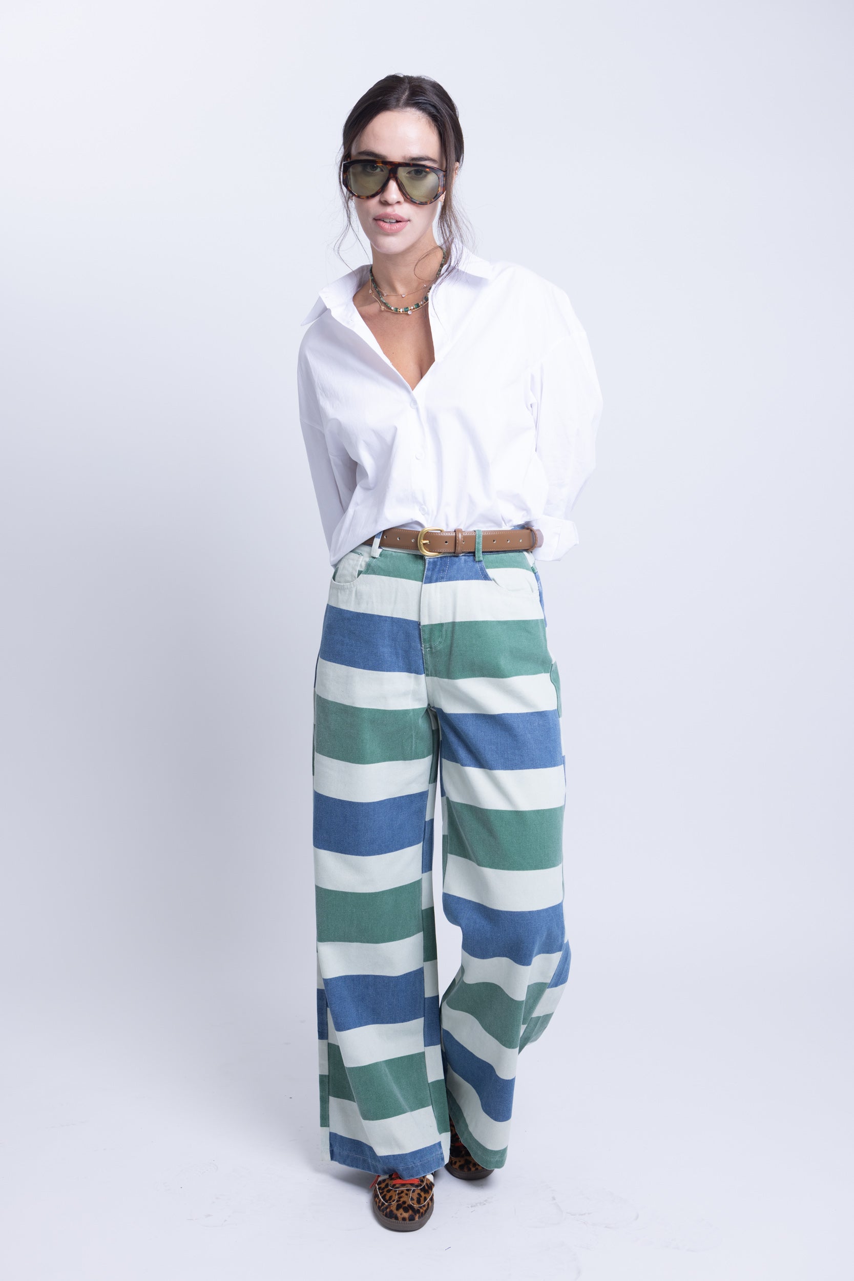 ג׳ינס היילי פסים ירוק