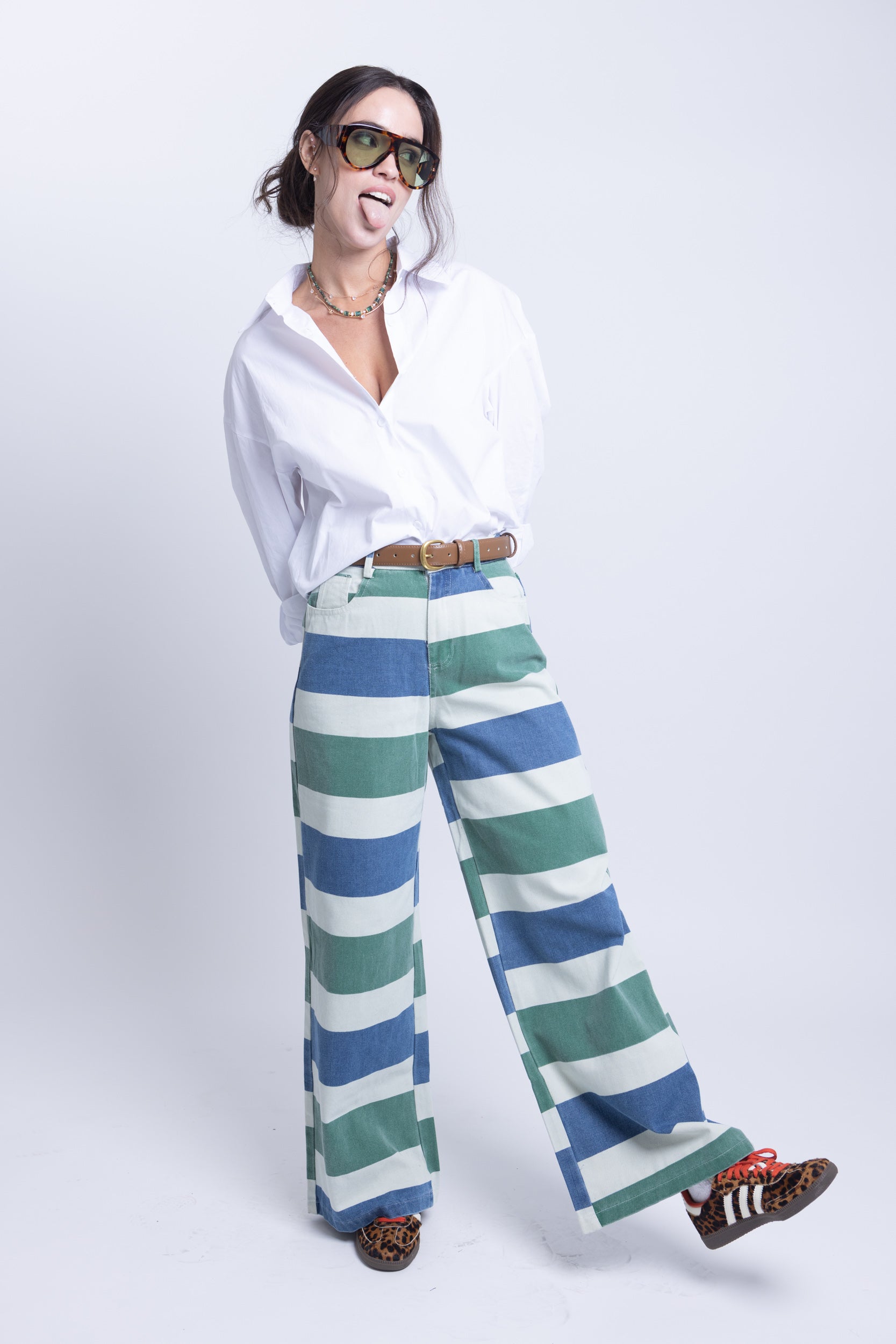 ג׳ינס היילי פסים ירוק