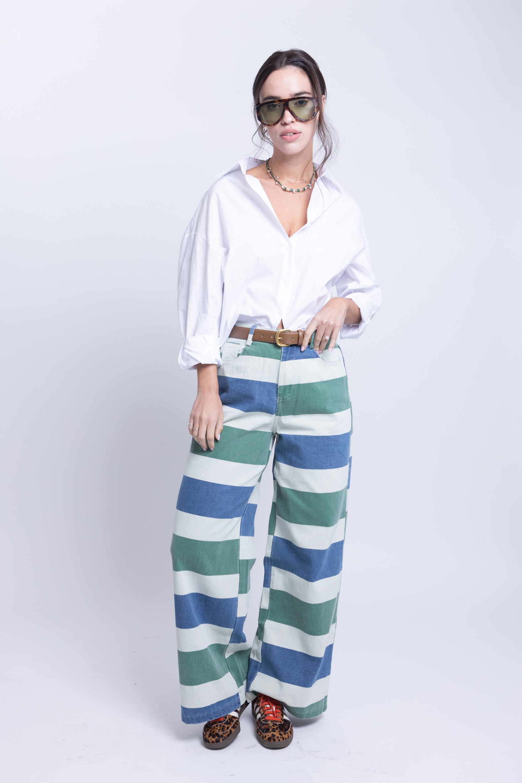 ג׳ינס היילי פסים ירוק