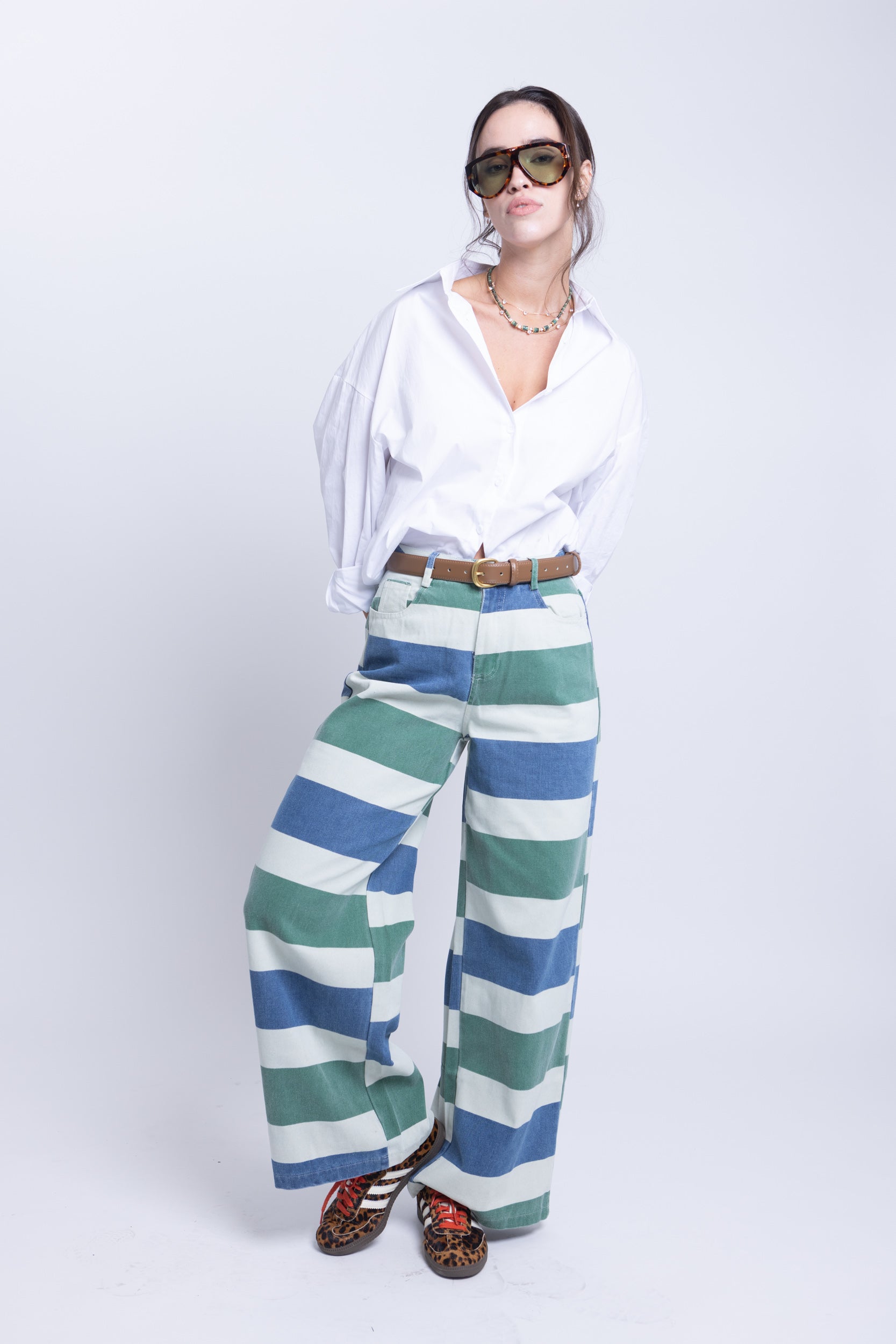 ג׳ינס היילי פסים ירוק