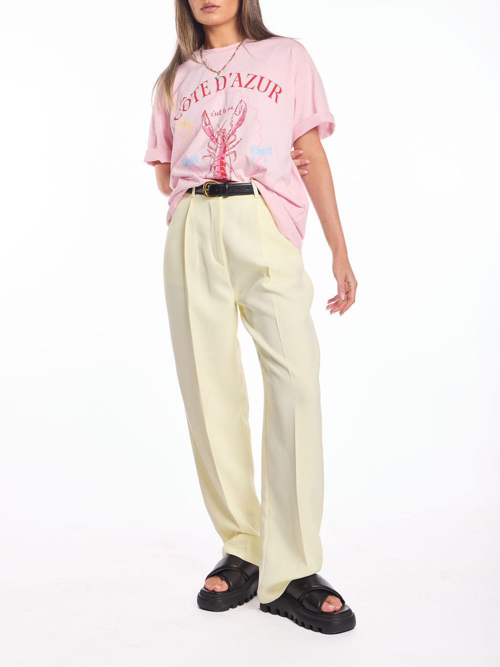 מכנס מחויט לארה צהוב