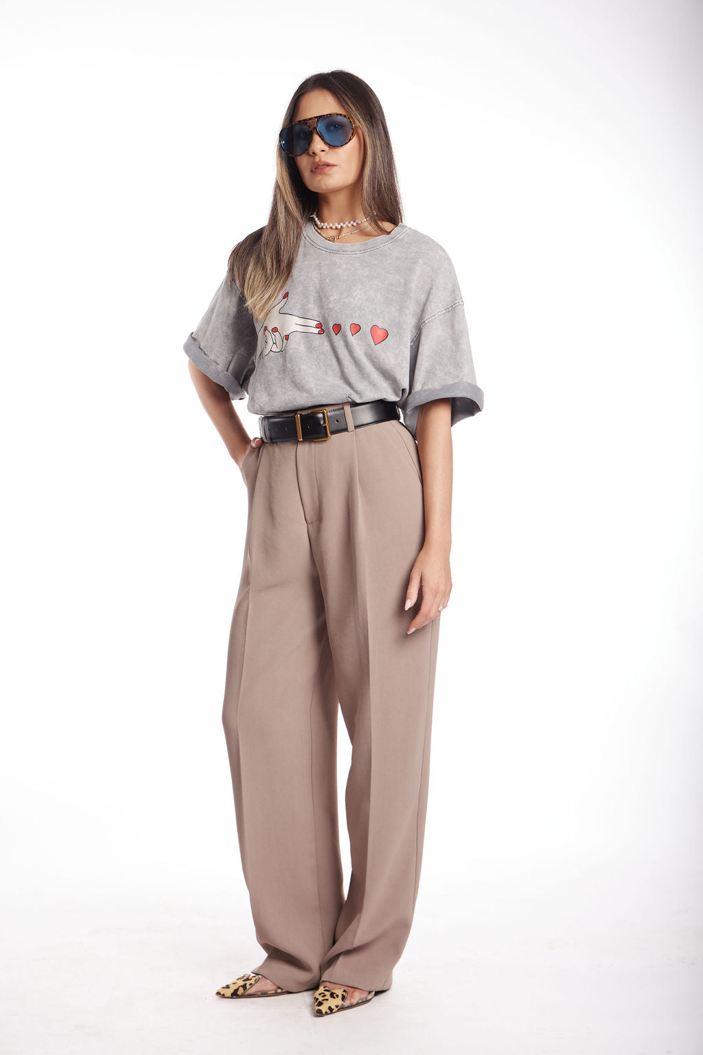 מכנס מחויט לארה חום