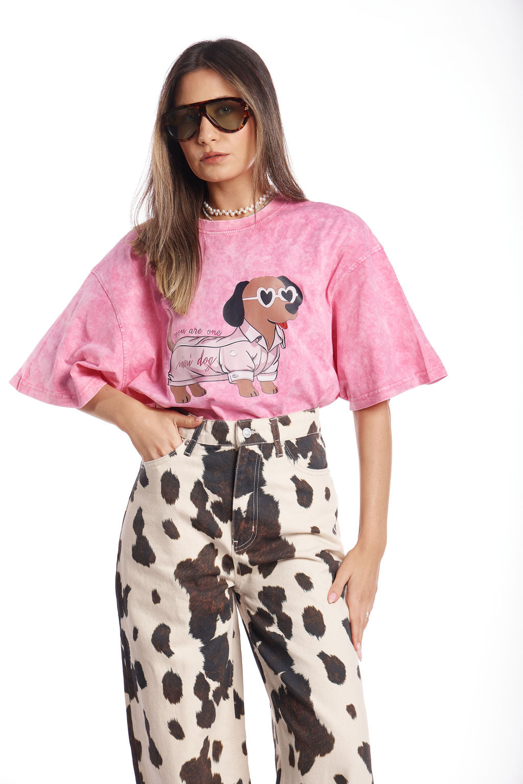 חולצת דוגי אוברסייז ורוד